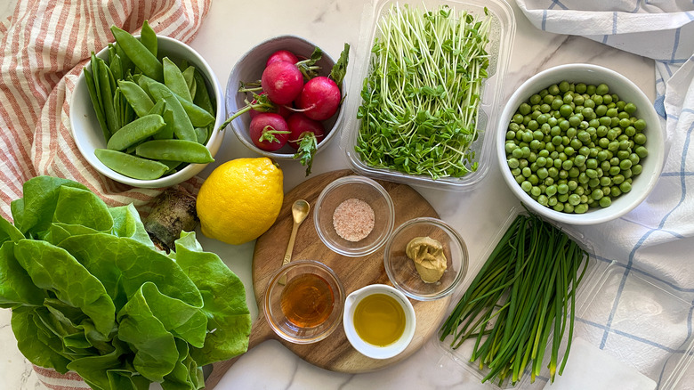 ingredients for springy pea salad