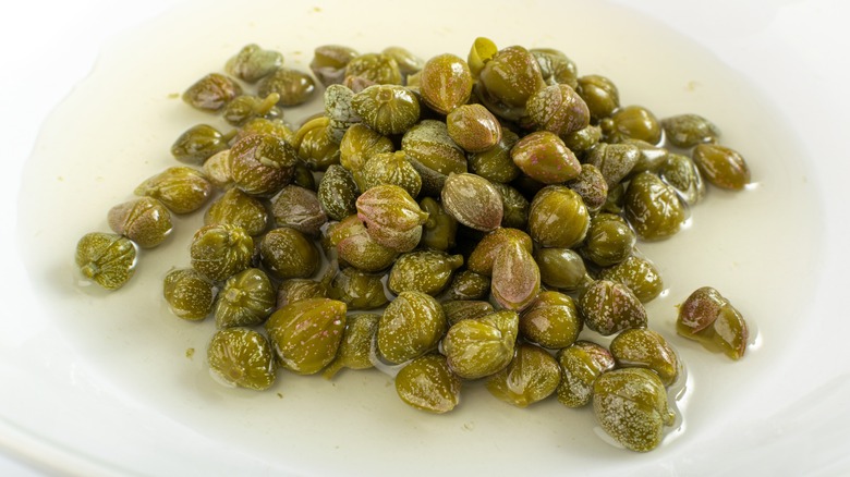 fresh capers on plate