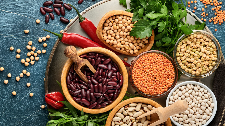 bowls of different dried beans