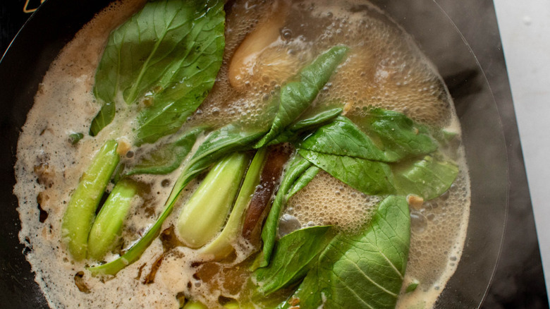 boiling bok choy