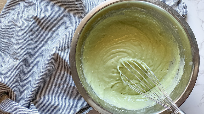 wet cupcake ingredients in bowl