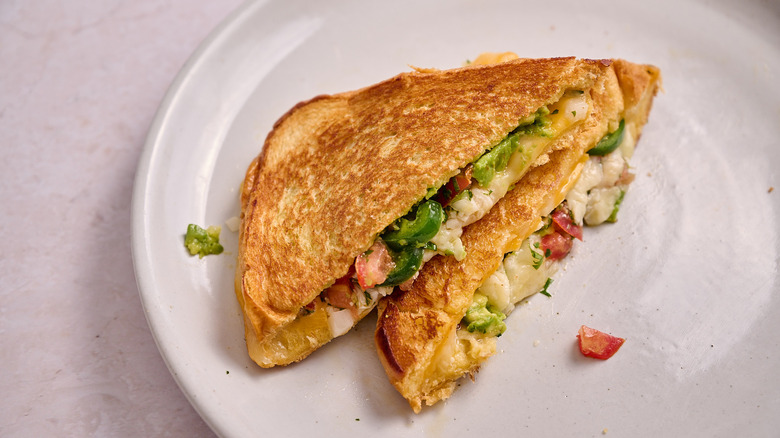 tex mex grilled cheese on plate