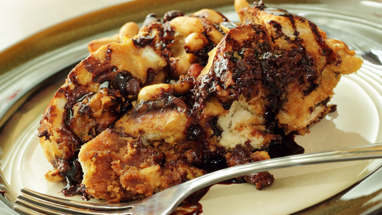 bread pudding on plate