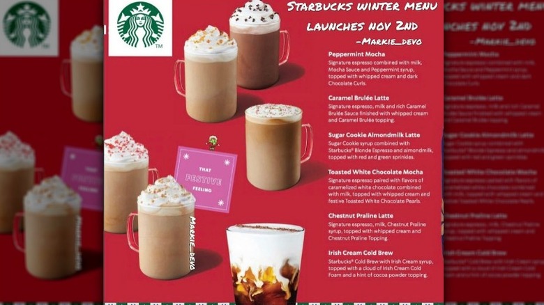 Starbucks leaked 2022 Holiday menu