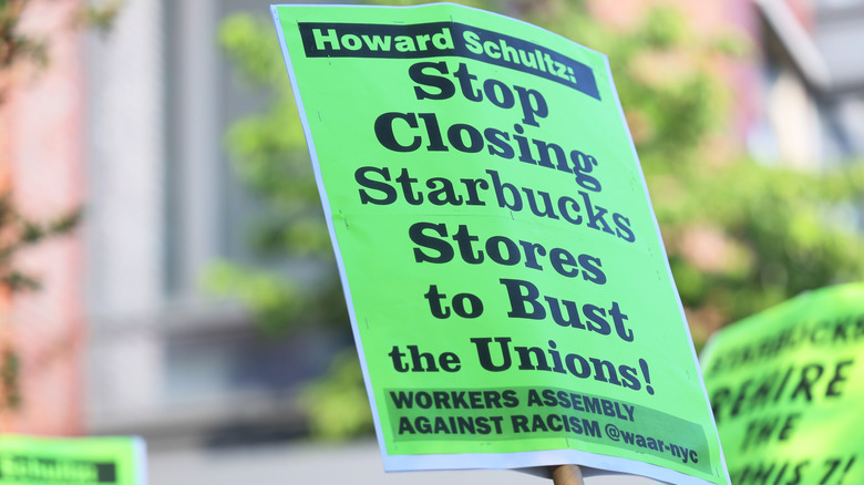 Starbucks picket sign