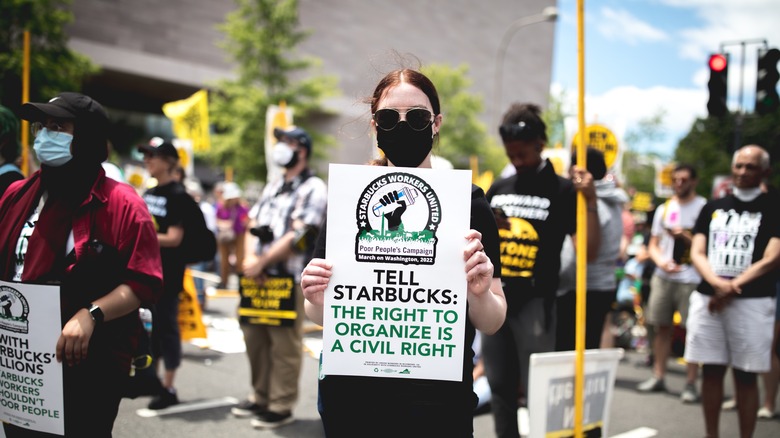 Starbucks Workers United rally