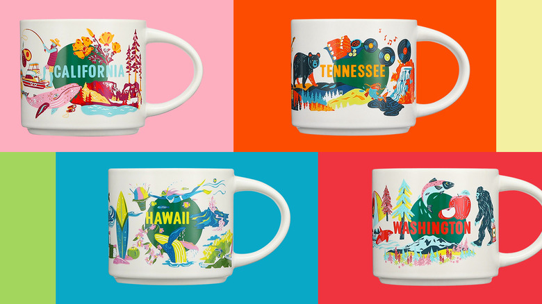 Starbucks California, Tennessee, Hawaii, and Washington mugs