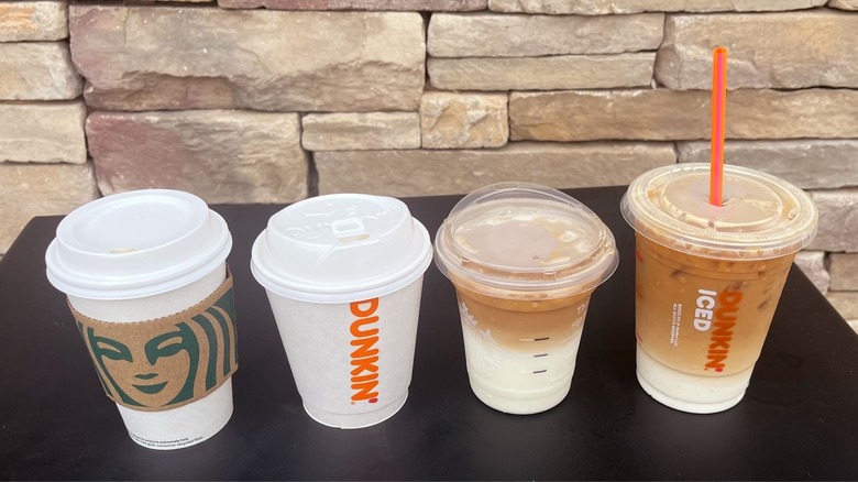 Dunkin' and Starbucks macchiatos