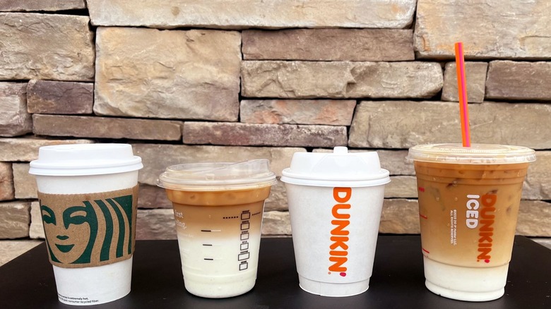 Dunkin' and starbucks macchiatos