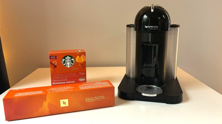 Nespresso machine, pumpkin spice pods