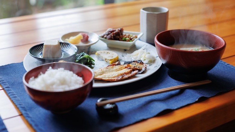 Japanese breakfast spread