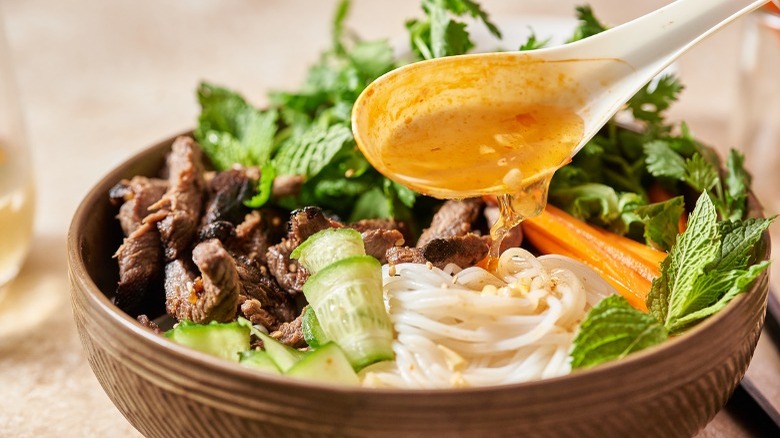 nuoc cham beef noodle bowl