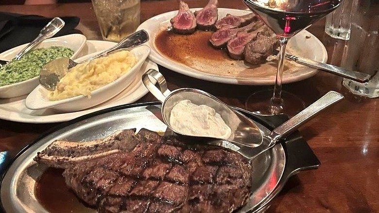 Huge steak and wine