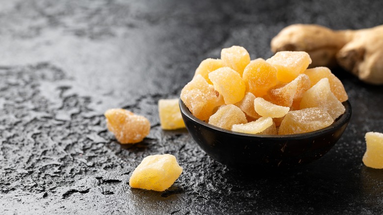 Crystallized ginger in a bowl