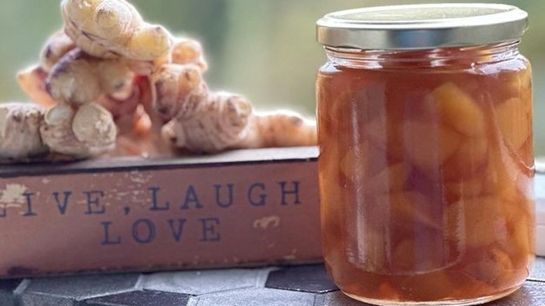 Jar of homemade stem ginger