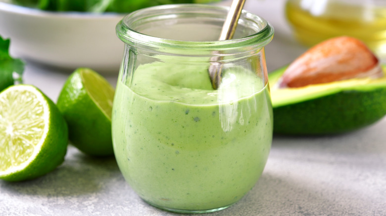 Sour cream dressing in jar