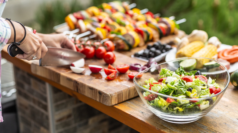 backyard barbecue set up