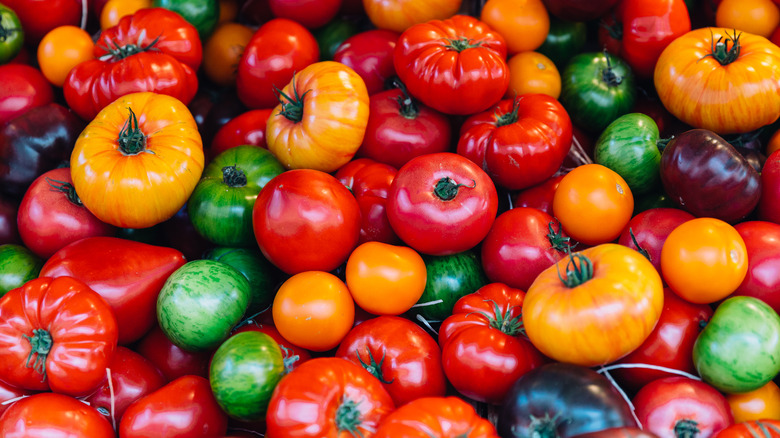 A variety of heirloom tomatoes