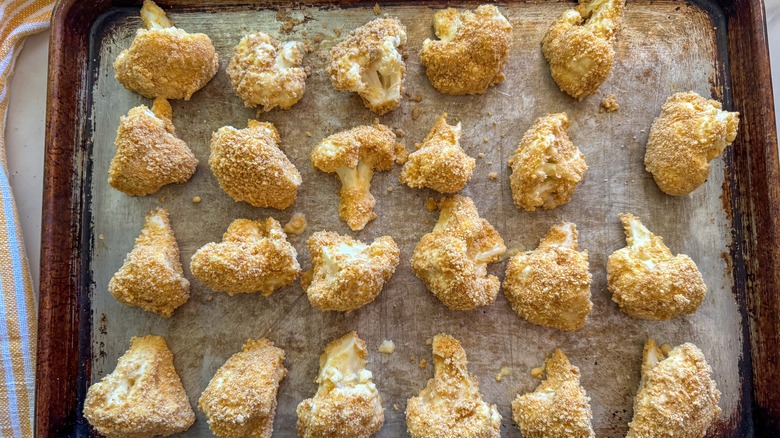 cauliflower on baking sheet