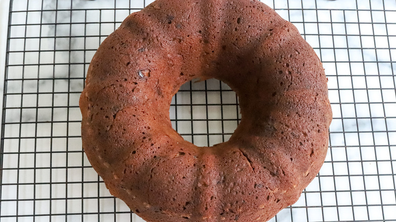 bundt cake on wire rack