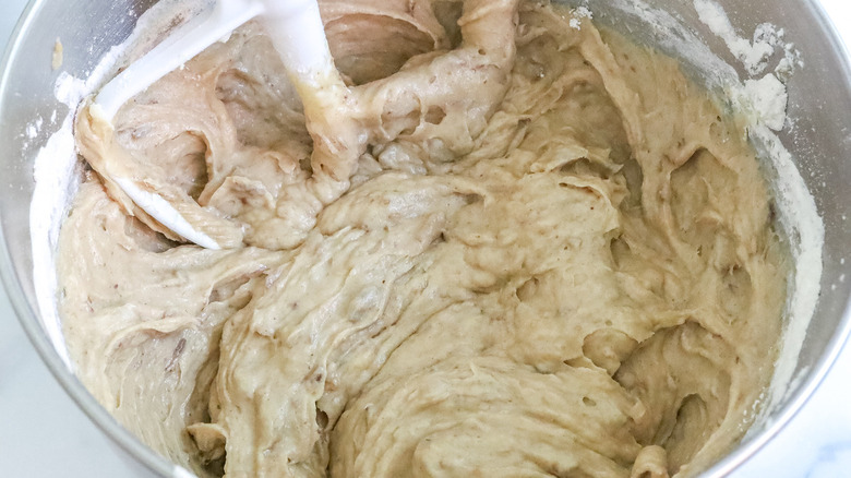 beige batter in mixer