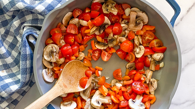 veggies in frying pan