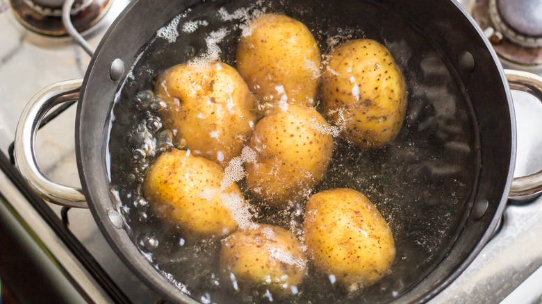 potatoes boiling in pot