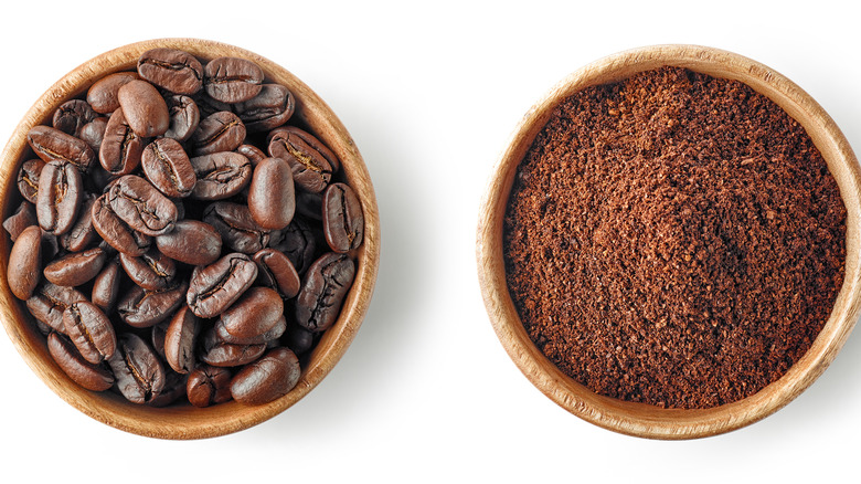 coffee beans and coffee grounds