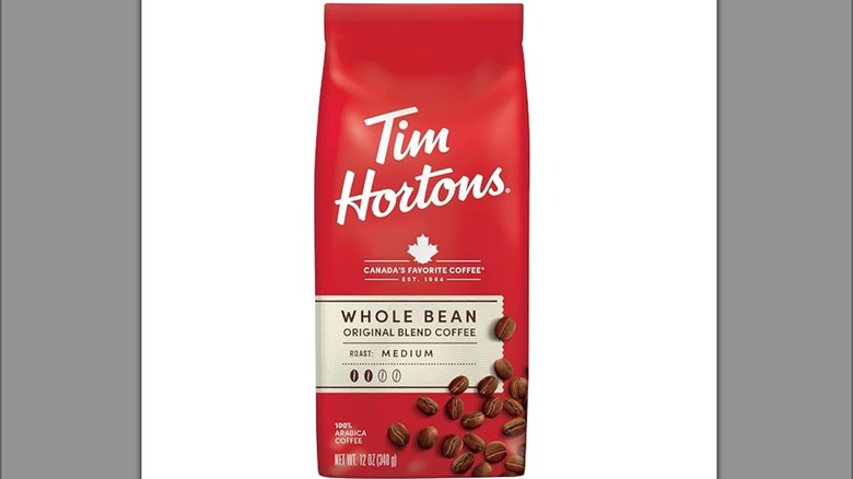 Bag of Tim Hortons coffee beans