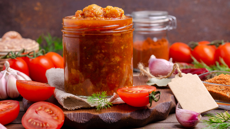 A jar of salsa 
