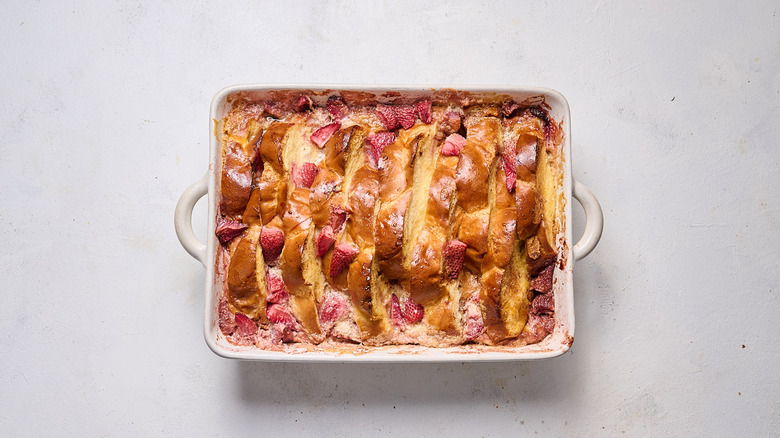 baked french toast casserole on table