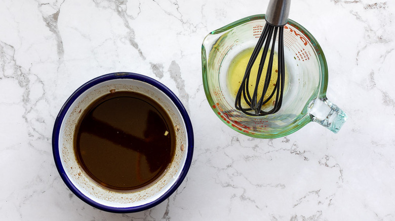 vinaigrette in measuring cup