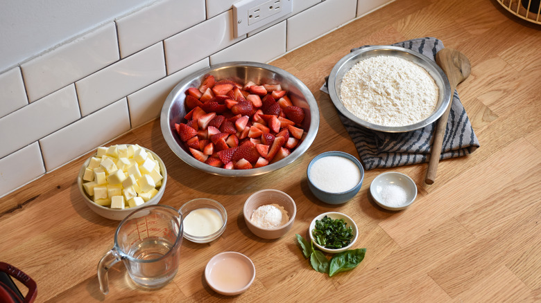 ingredients for strawberry basil pie