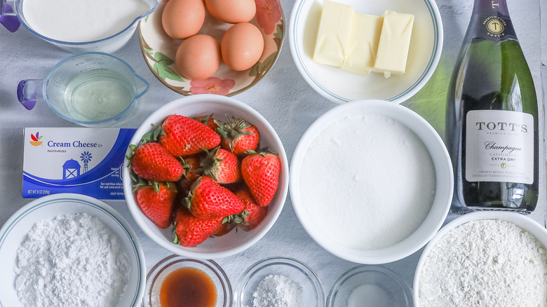 ingredients for strawberry champagne cake