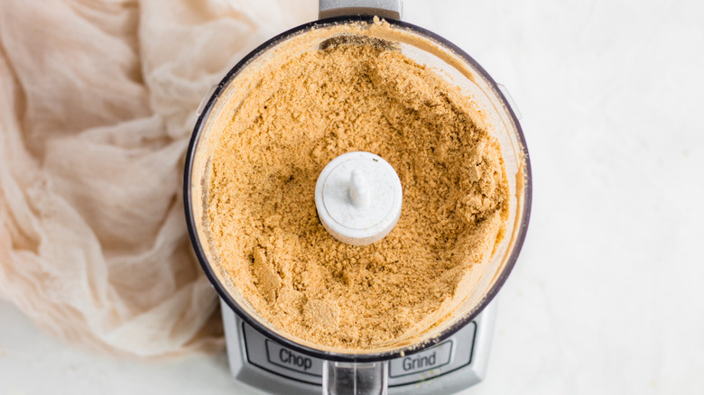 graham cracker crumbs in a food processor