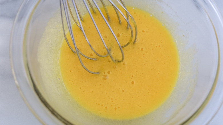 Eggs and sugar whisked together