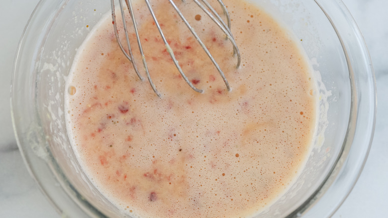 Strawberry puree mixture in a bowl