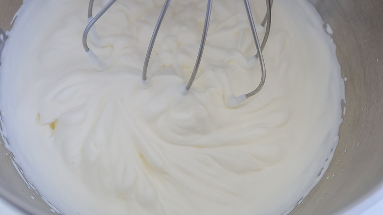 Whipped cream in a stand mixer