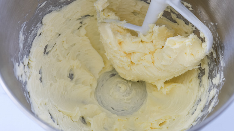 Butter beaten in a stand mixer