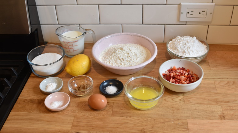 ingredients for strawberry lemonade donuts