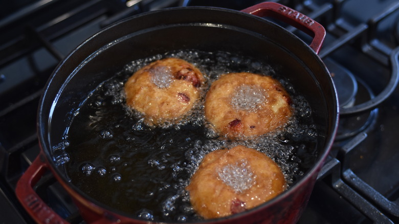 frying donuts in oil