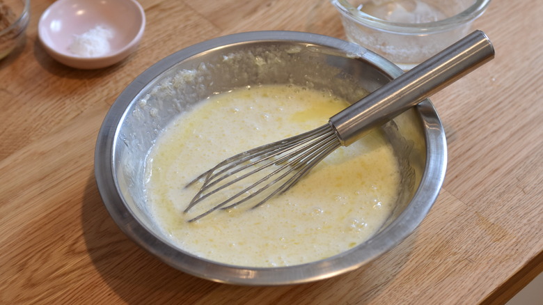 mixing buttermilk and butter