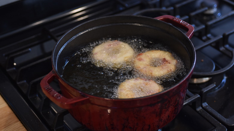 frying donuts in oil