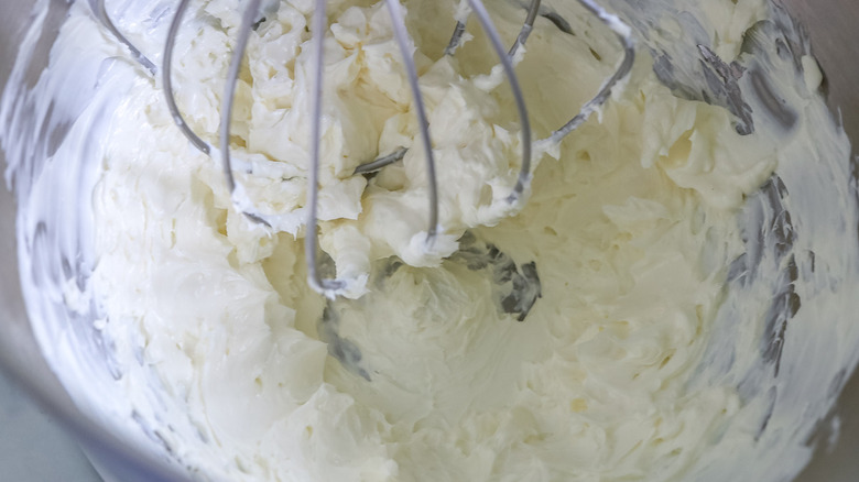 cream cheese in mixing bowl