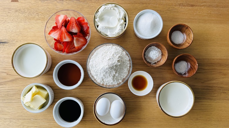 ingredients for strawberry mascarpone pancakes