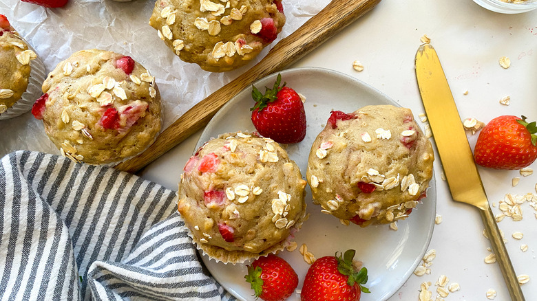 oat muffins on plate