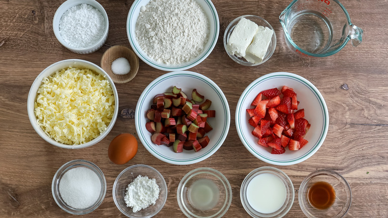 ingredients for strawberry rhubarb turnovers