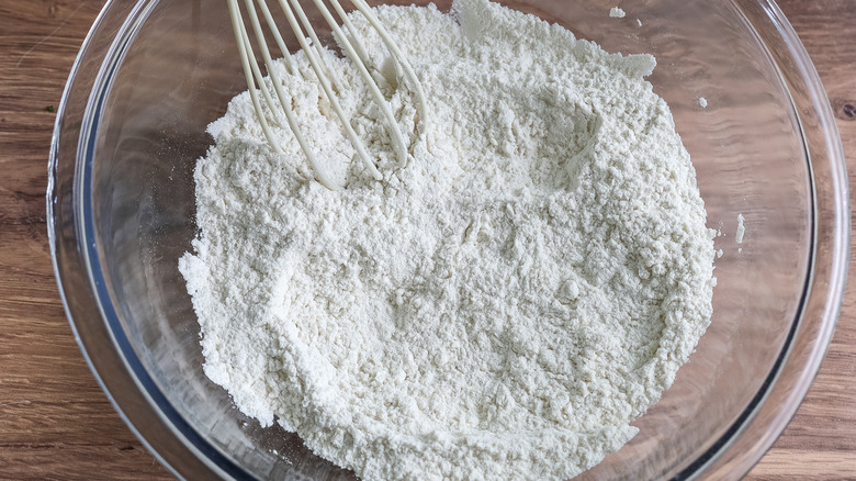 flour and salt whisked together in a bowl