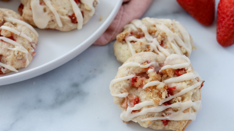 Close-up of strawberry shortcake cookies 