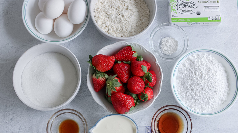 ingredients for strawberry sponge cake